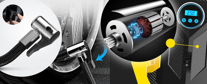 Elektrinė pompa automobiliui, kompresorius padangoms 12V LCD LED