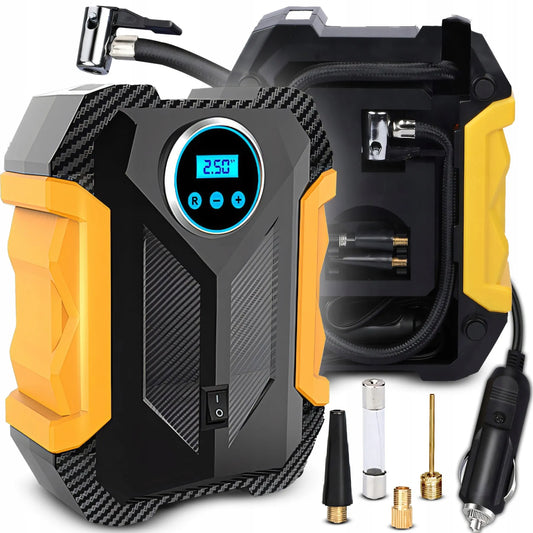 Elektrinė pompa automobiliui, kompresorius padangoms 12V LCD LED