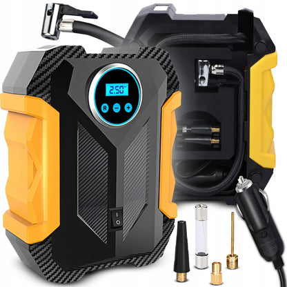 Elektrinė pompa automobiliui, kompresorius padangoms 12V LCD LED