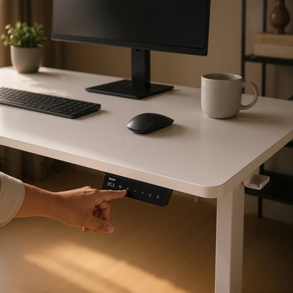 Elektrinis stalas 120 × 60 cm, reguliuojamo aukščio 73–118 cm, su vientisu stalviršiu