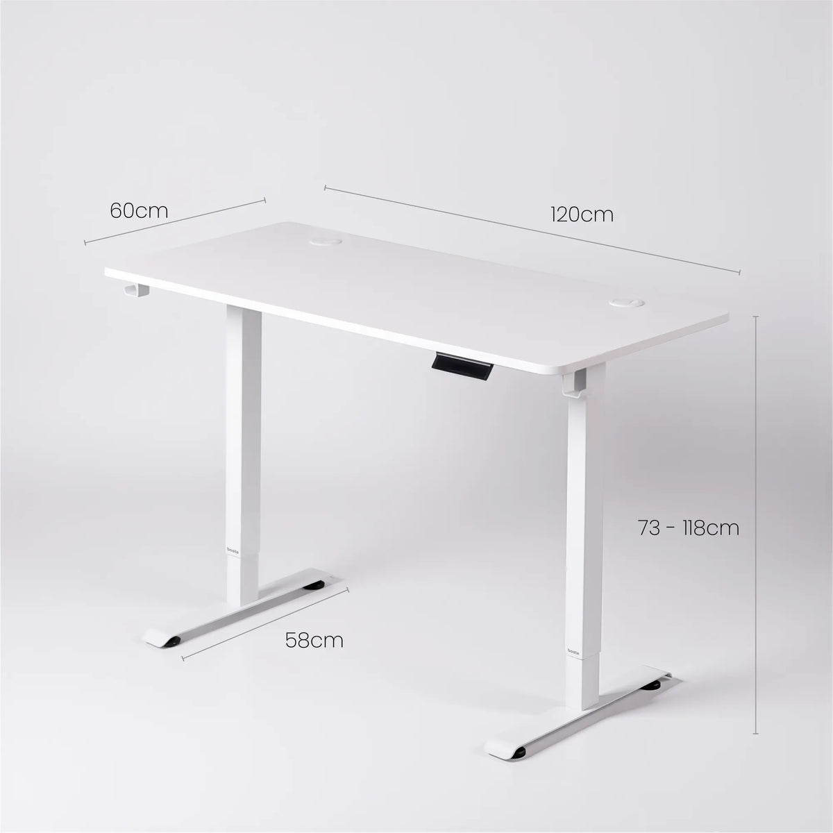 Elektrinis stalas 120 × 60 cm, reguliuojamo aukščio 73–118 cm, su vientisu stalviršiu