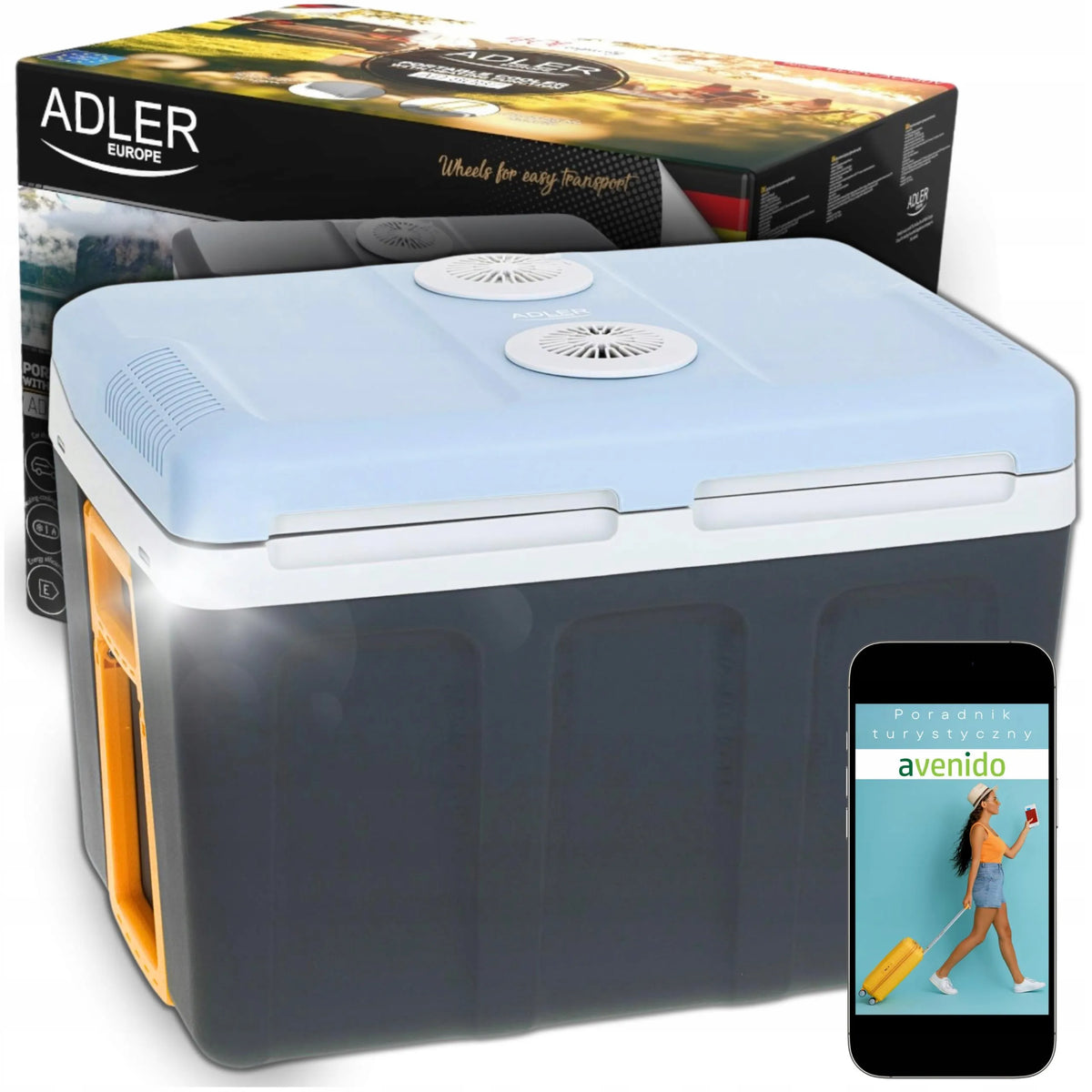 Elektrinis turistinis šaldytuvas Adler AD8087, 40 l, automobilinis, 12 V / 230 V, nešiojamas