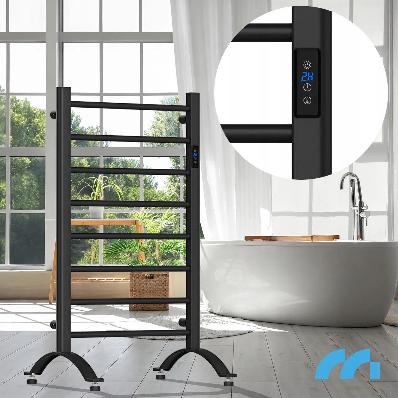 Elektrinis vonios radiatorius Maltec, 200W, su termostatu, kopėtėlių tipo, sieninis arba pastatomas