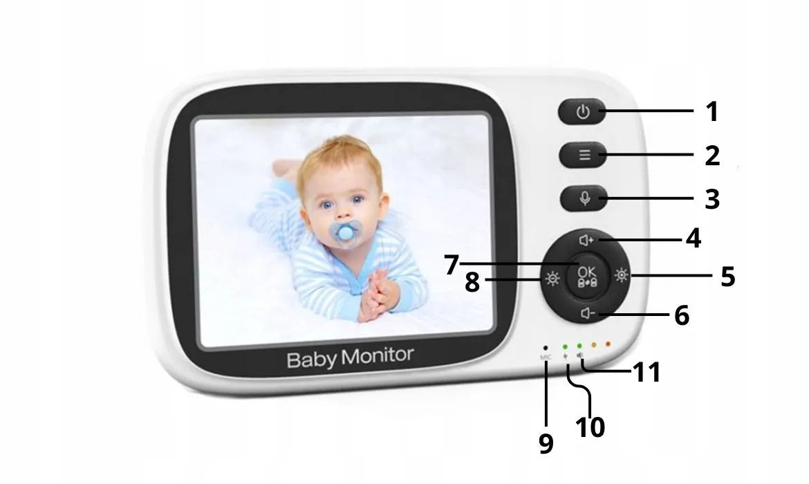 Elektroninė auklė Sone su kamera ir 3,2" monitoriumi, VOX režimas, naktinis matymas