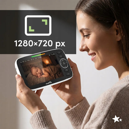 Elektroninė auklė su kamera ir 5 colių HD monitoriumi, VOX režimas, naktinis matymas