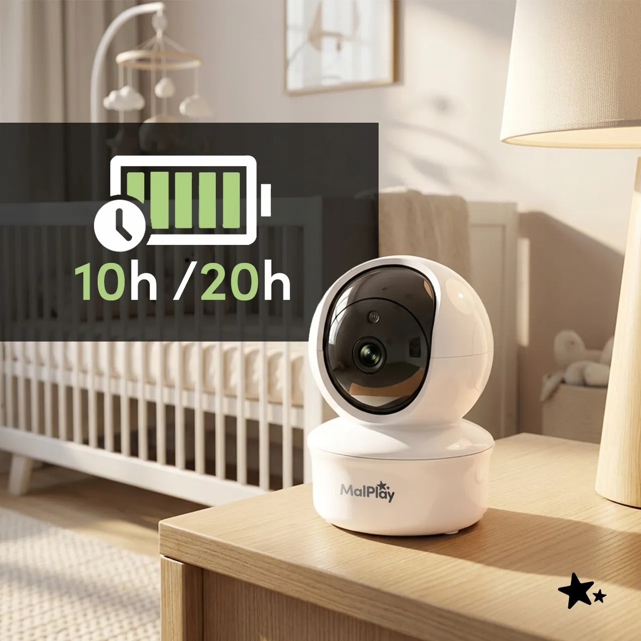 Elektroninė auklė su kamera ir 5 colių HD monitoriumi, VOX režimas, naktinis matymas