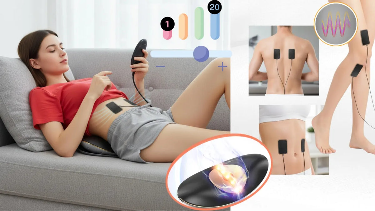 EMS nugaros masažuoklis nuo nugaros skausmo su vibracija ir tempimu
