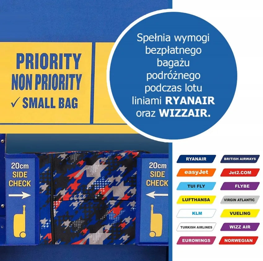 Erdvi kompanijos Rovicky kuprinė ar krepšys kelionėms lėktuvu, tinkamas Ryanair ir Wizzair rankiniam bagažui