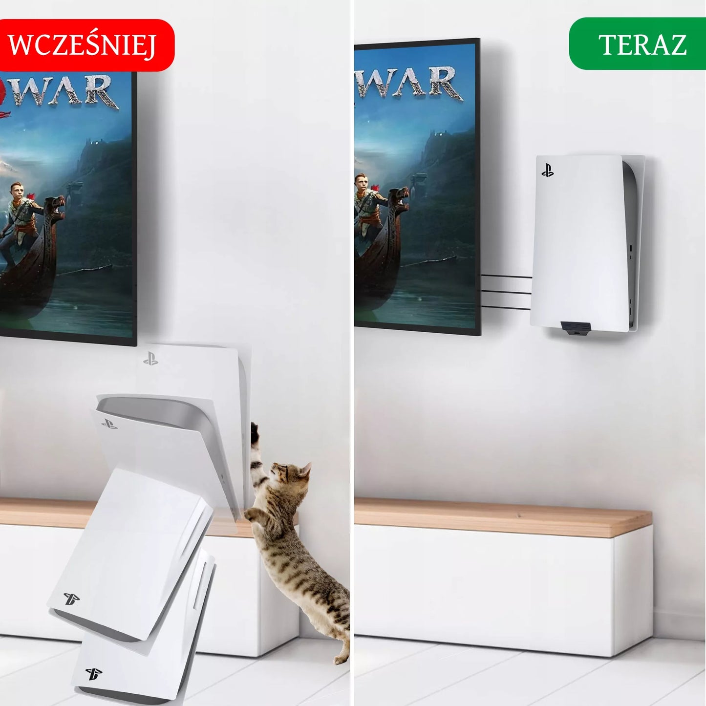 Laikiklis PS5 konsolei (su disk drive) – sieninis montavimas