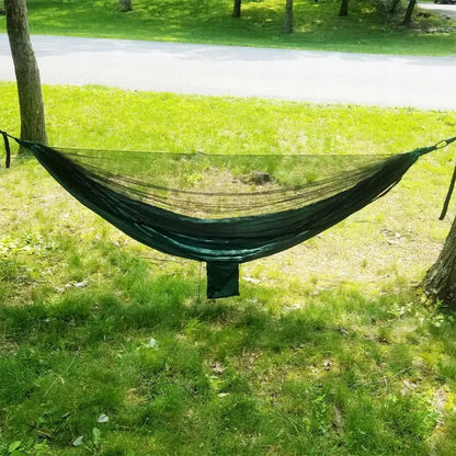 Sodo hamakas dvivietis turistinis su tinkleliu nuo vabzdžių, 300KG talpa, komplektas