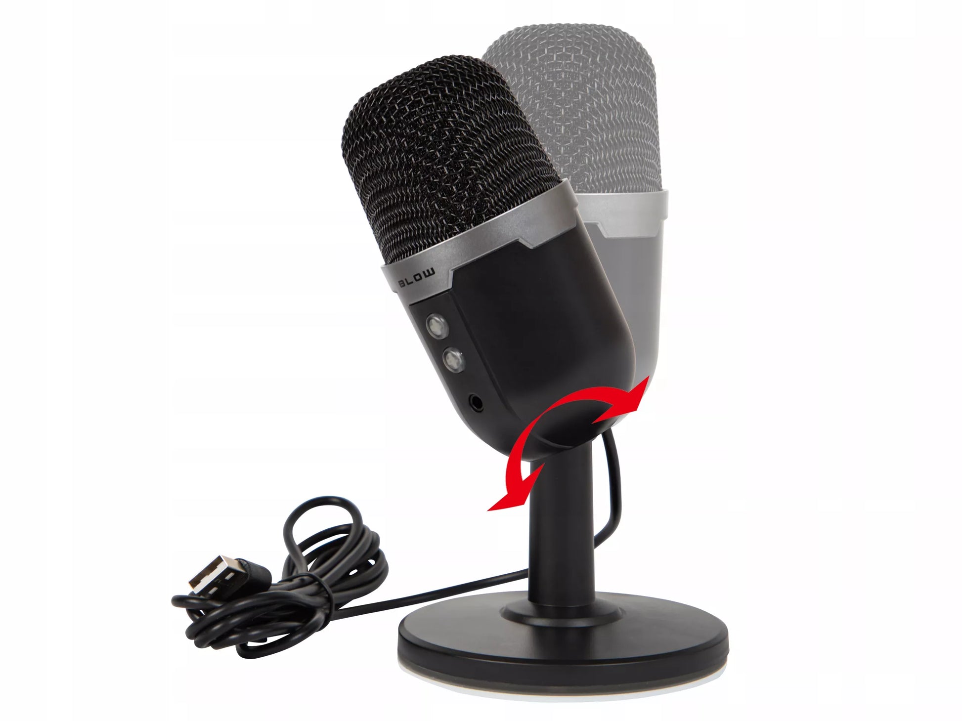 Kondensatorinis mikrofonas kompiuteriui, žaidimų, studijinis, karaoke, USB, LED RGB