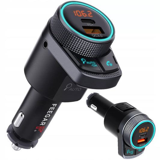 „Feegar“ FM „Bluetooth“ siųstuvas AUX greitasis įkroviklis QC 3.0 38 W „AutoSearch“