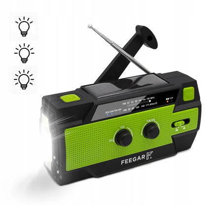 Feegar OZE 2 PRO avarinis nešiojamasis saulės radijas AM/FM, 4000 mAh