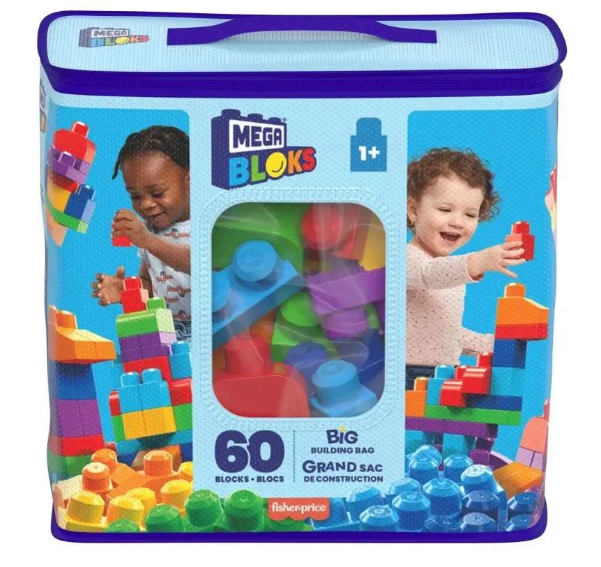 Fisher-Price MEGA BLOKS didelis ekologiškas krepšys su kaladėlėmis, 60 vnt., DCH55