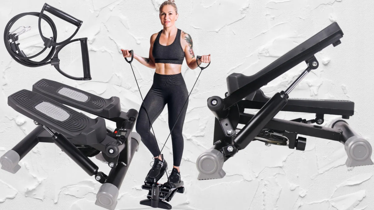 Fit4Med pasukamas stepperis su lynais, LCD ekranu ir fitneso skaitikliu