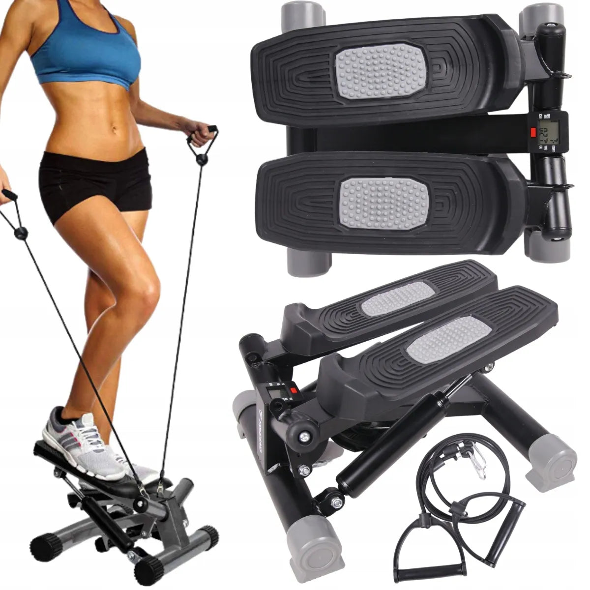 Fit4Med pasukamas stepperis su lynais, LCD ekranu ir fitneso skaitikliu