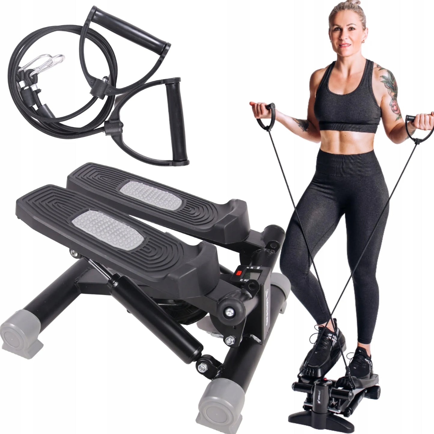 Fit4Med pasukamas stepperis su lynais, LCD ekranu ir fitneso skaitikliu