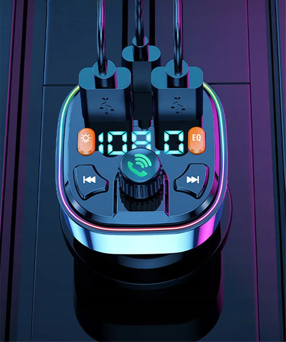 FM siųstuvas BLOW Bluetooth 5.0 įkroviklis QC 3.0 PD 20W RGB 2x USB USB-C