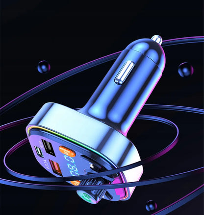 FM siųstuvas BLOW Bluetooth 5.0 įkroviklis QC 3.0 PD 20W RGB 2x USB USB-C