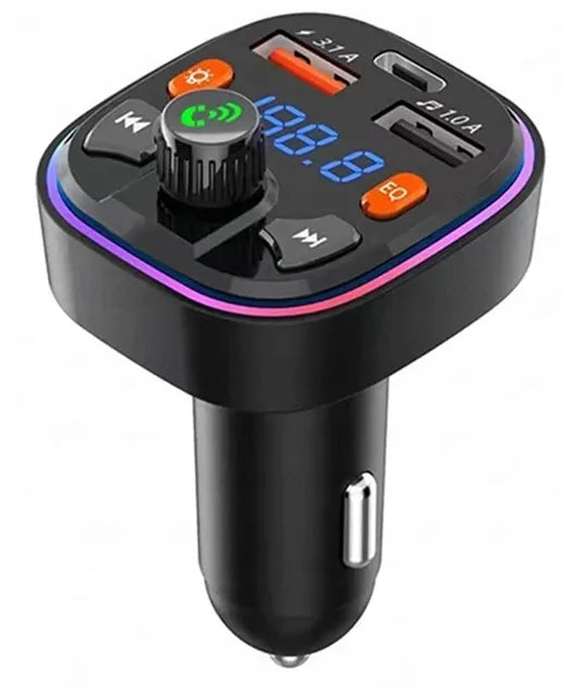 FM siųstuvas BLOW Bluetooth 5.0 įkroviklis QC 3.0 PD 20W RGB 2x USB USB-C