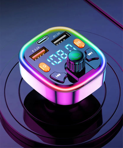 FM siųstuvas BLOW Bluetooth 5.0 įkroviklis QC 3.0 PD 20W RGB 2x USB USB-C