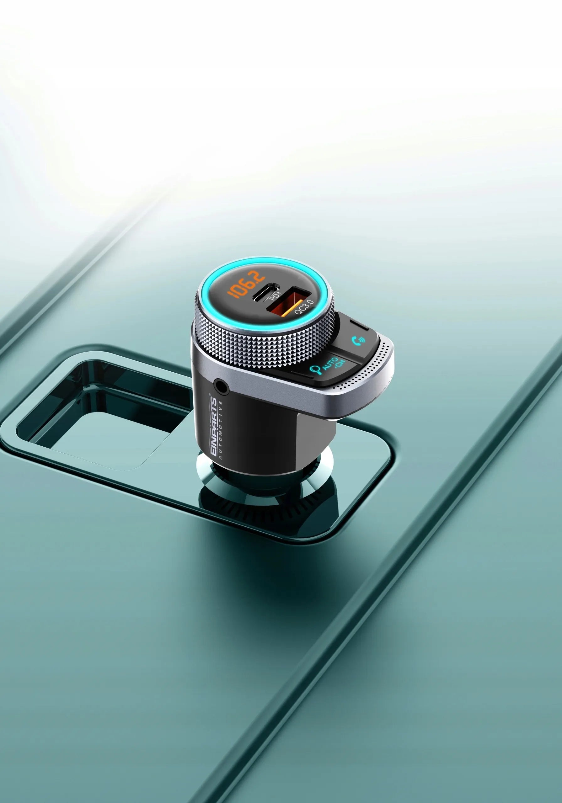 FM siųstuvas Bluetooth imtuvas USB pakrovėjas 2x QC 3.0 automobiliui