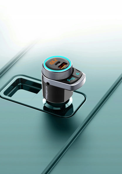 FM siųstuvas Bluetooth imtuvas USB pakrovėjas 2x QC 3.0 automobiliui