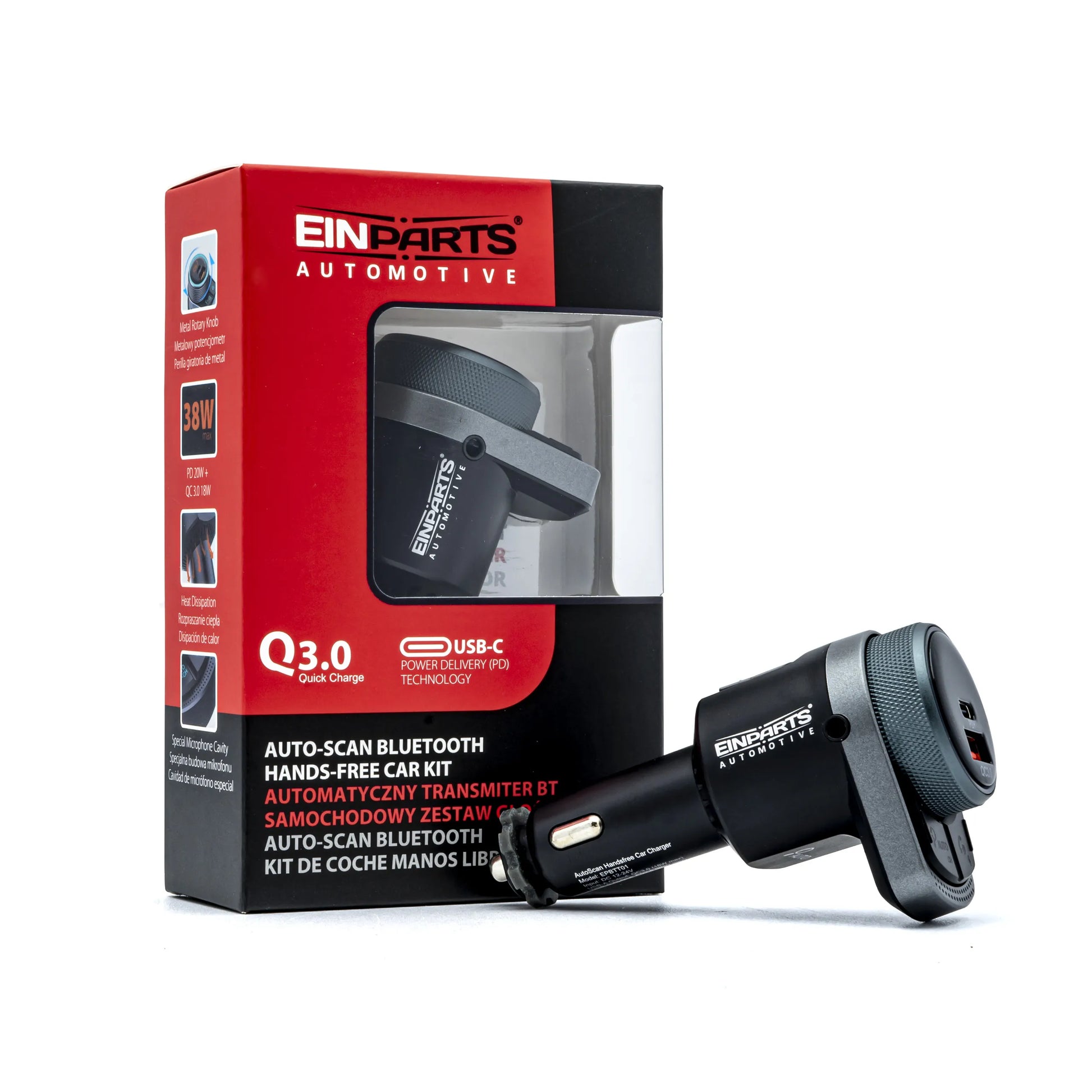 FM siųstuvas Bluetooth imtuvas USB pakrovėjas 2x QC 3.0 automobiliui