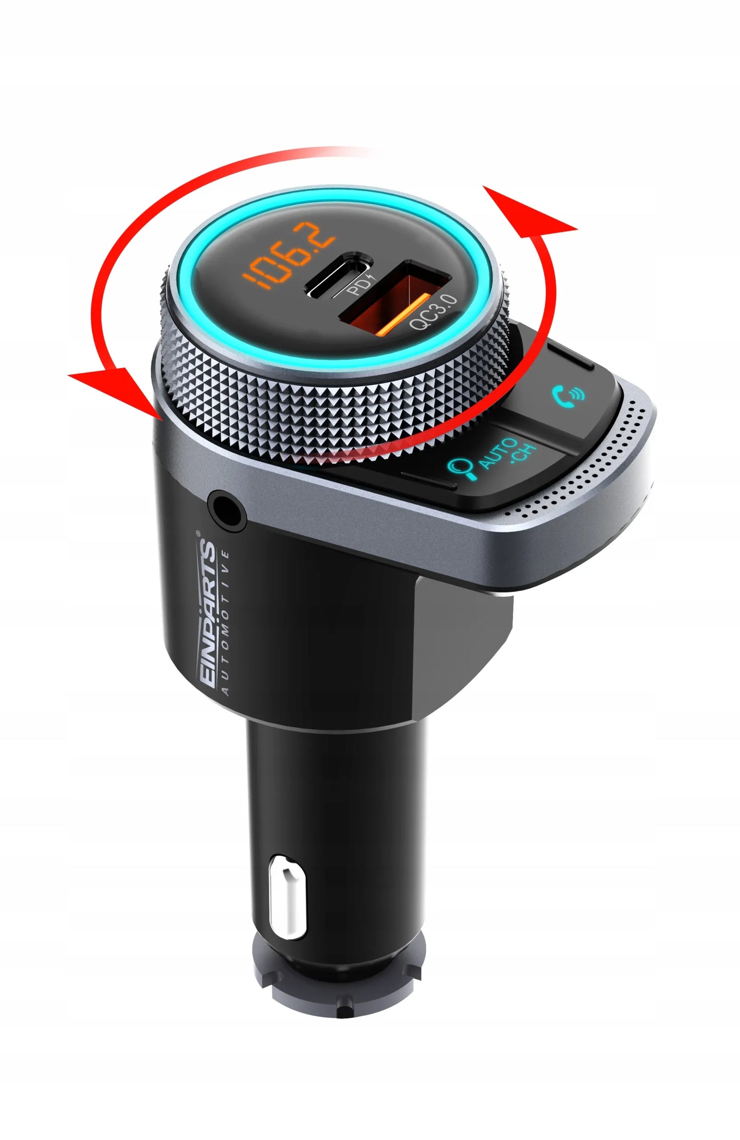 FM siųstuvas Bluetooth imtuvas USB pakrovėjas 2x QC 3.0 automobiliui
