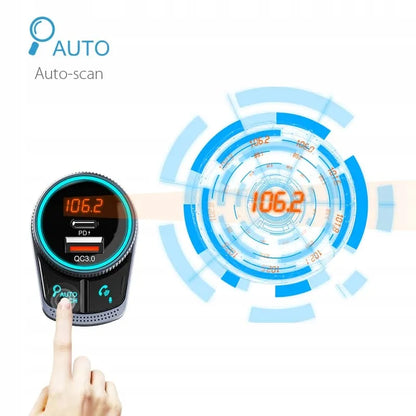 FM siųstuvas Bluetooth imtuvas USB pakrovėjas 2x QC 3.0 automobiliui