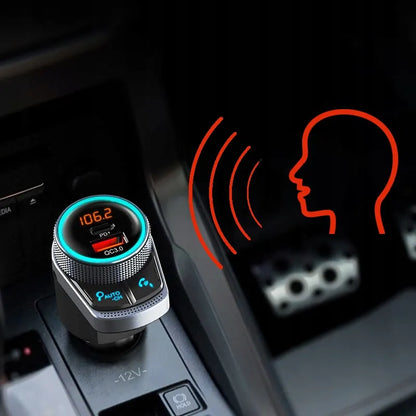 FM siųstuvas Bluetooth imtuvas USB pakrovėjas 2x QC 3.0 automobiliui
