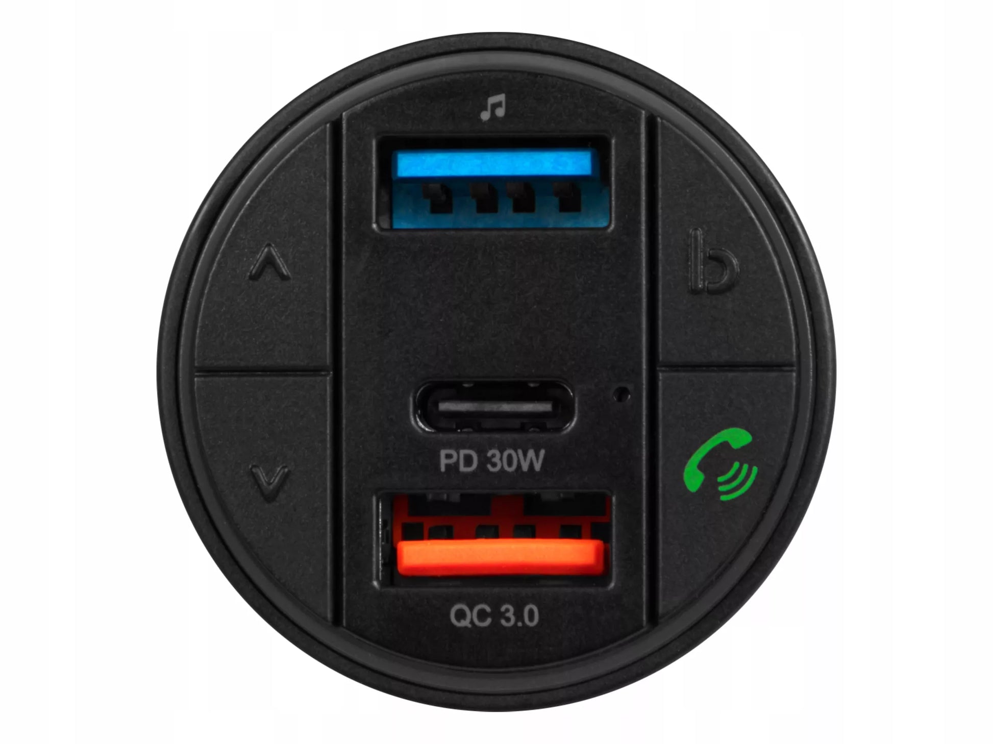 FM siųstuvas įkroviklis BLUETOOTH BT USB TIPAS-C QC 3.0 + PD 30W BASS LED MP3