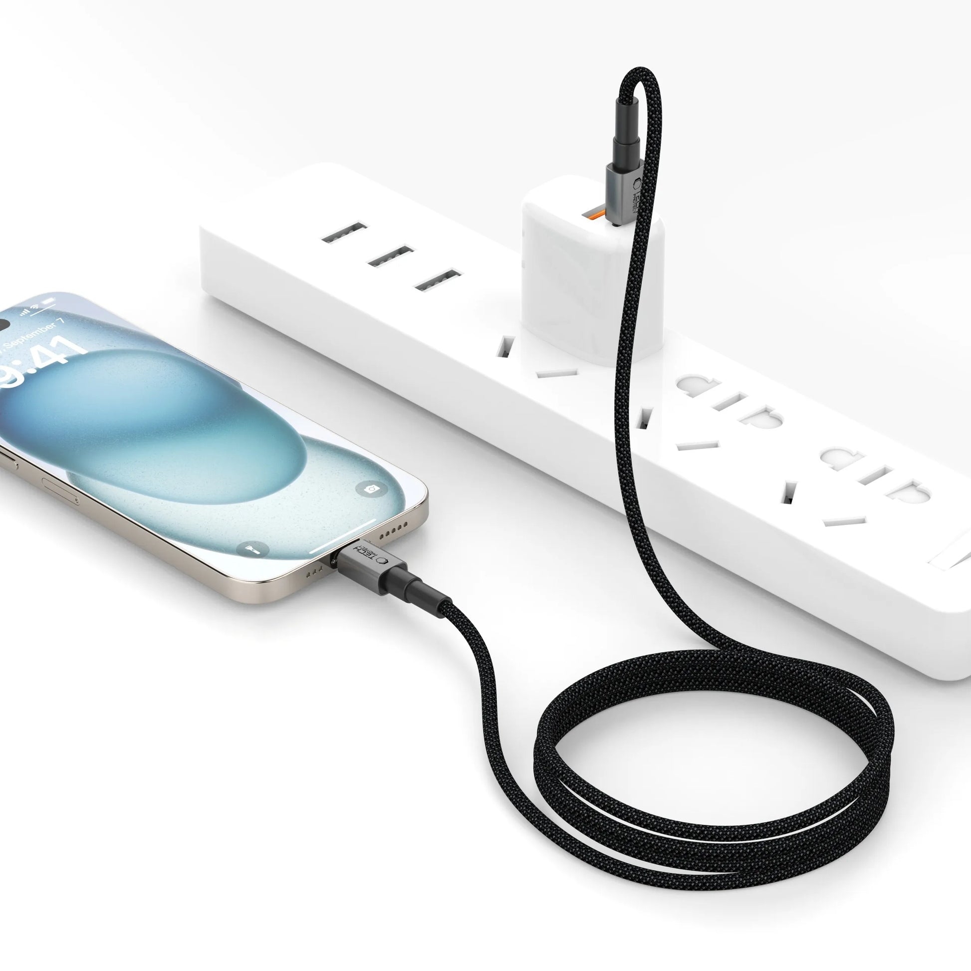 FM siųstuvas LED automobilinis įkroviklis Bluetooth USB + Type-C laidas 50 cm