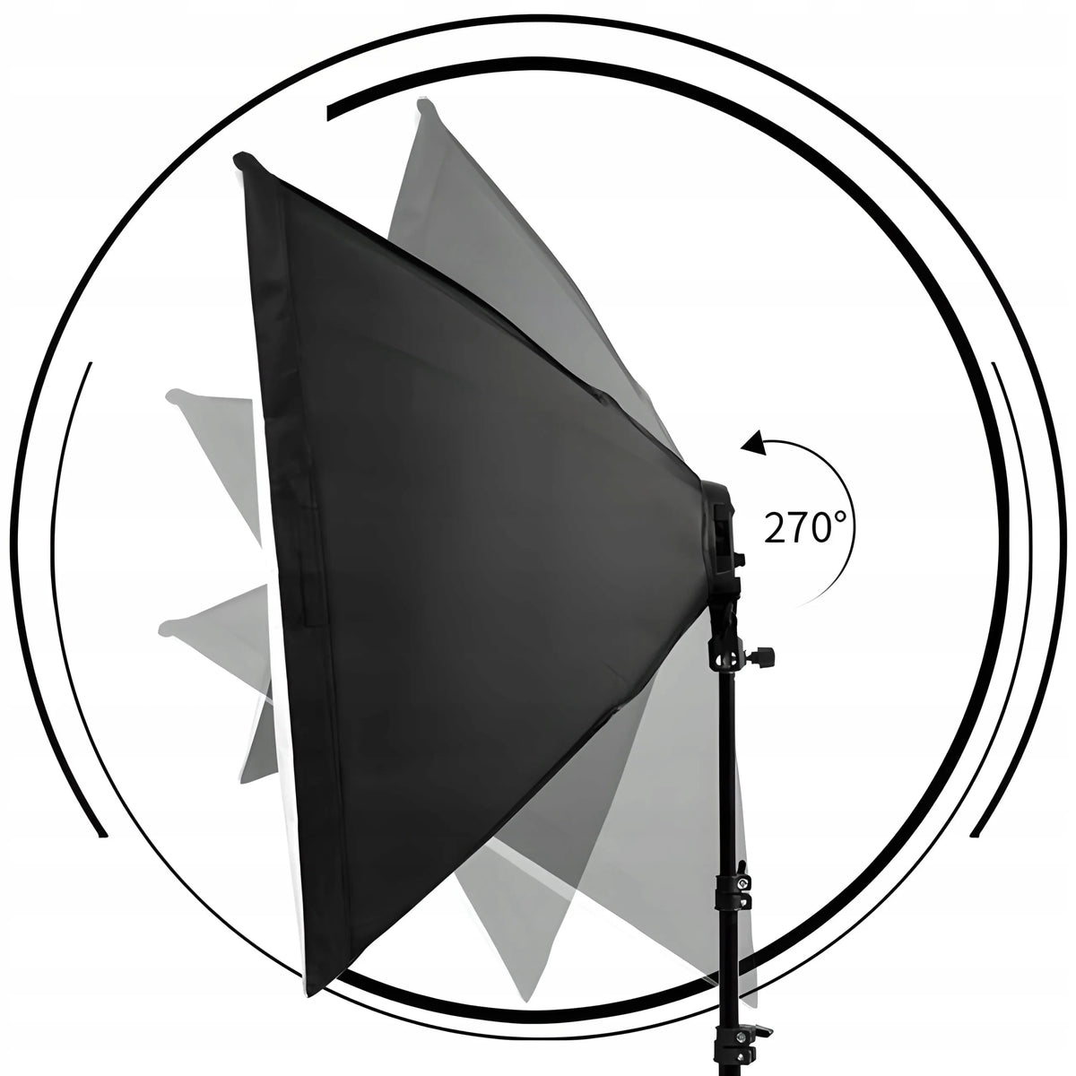FOTOGRAFIJOS RINKINYS: 2 FOTOGRAFINĖS LEMPOS + 2 TRIKOJAI + 2 SOFTBOX DĖŽĖS 50 × 70 cm