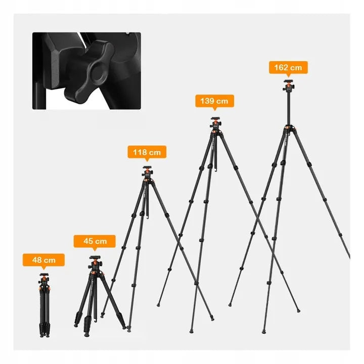 Fotografinis trikojis 162cm K&F Concept KF09.161 su telefono laikikliu
