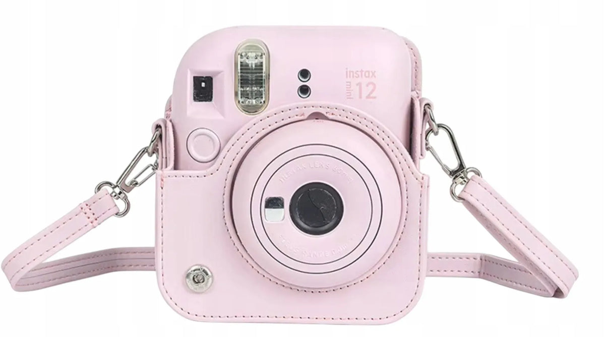 Fujifilm Instax Mini 12 dėklas mėlynas su dirželiu ekologiška oda