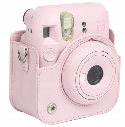 Fujifilm Instax Mini 12 dėklas mėlynas su dirželiu ekologiška oda