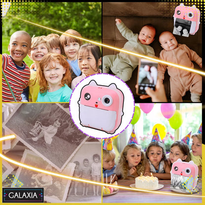 GALAXIA „Drukuś“ mini terminis spausdintuvas ir momentinis fotoaparatas vaikams su 13 ritinėlių