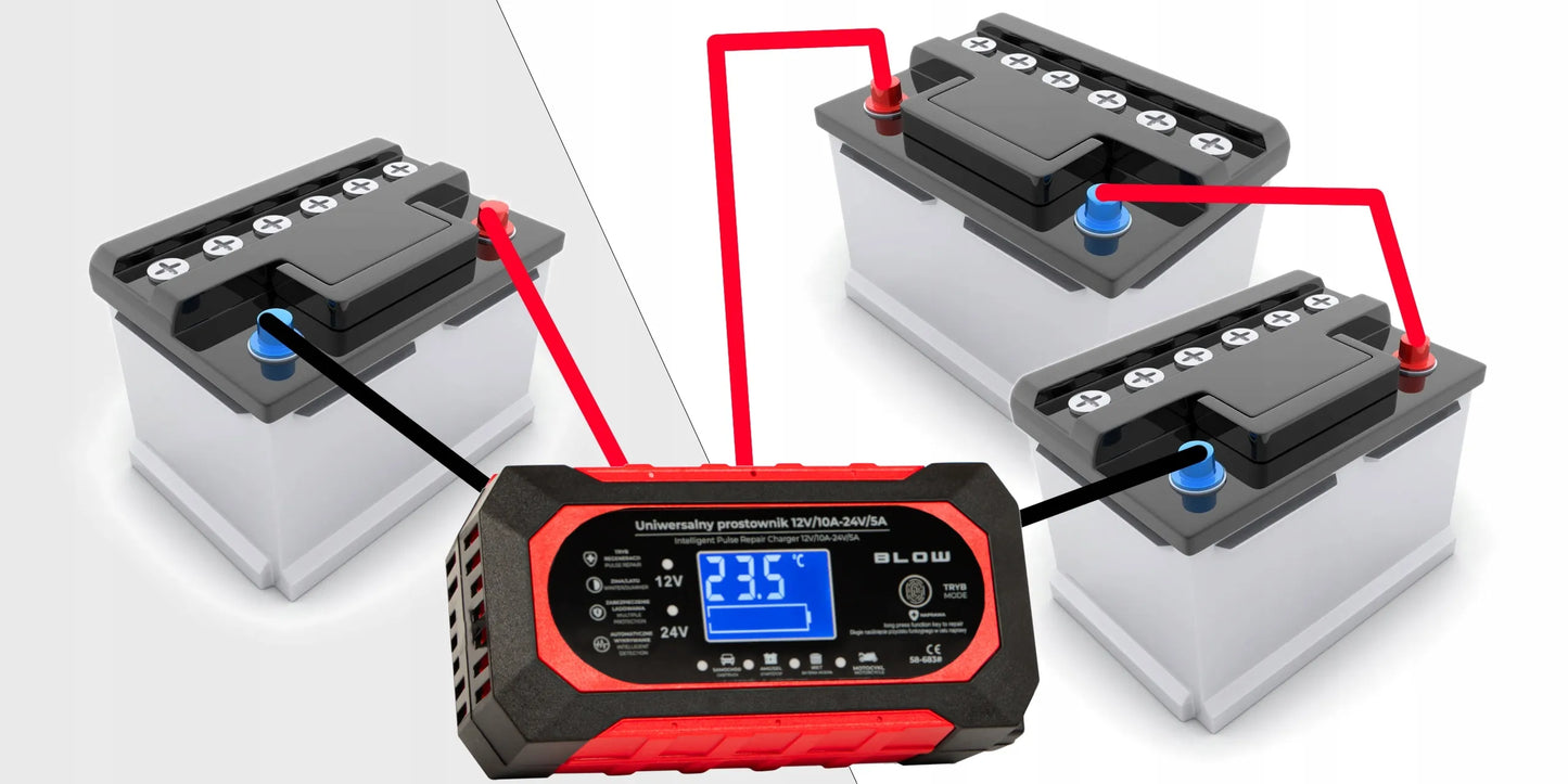 GALINGAS AUTOMATINIS AUTOMOBILINIS ĮKROVIKLIS AKUMULIATORIŲ REMONTAS 24V 12V 10A