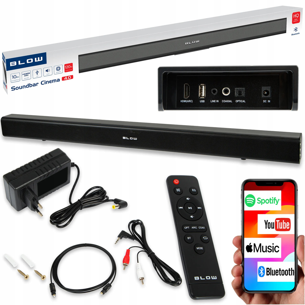 Galingas BLOW CINEMA 4.0 V2 „Bluetooth“ garso baras, 120 W, USB, HDMI, AUX
