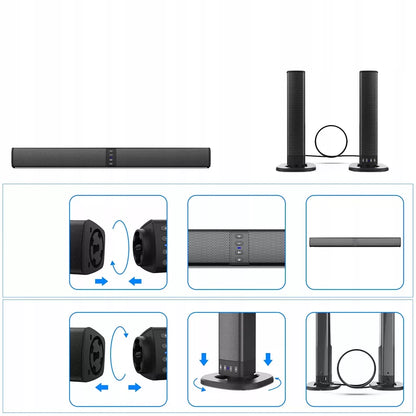 Galingas Bluetooth soundbar garsiakalbis, USB rinkinys, TV televizoriui, kino teatras