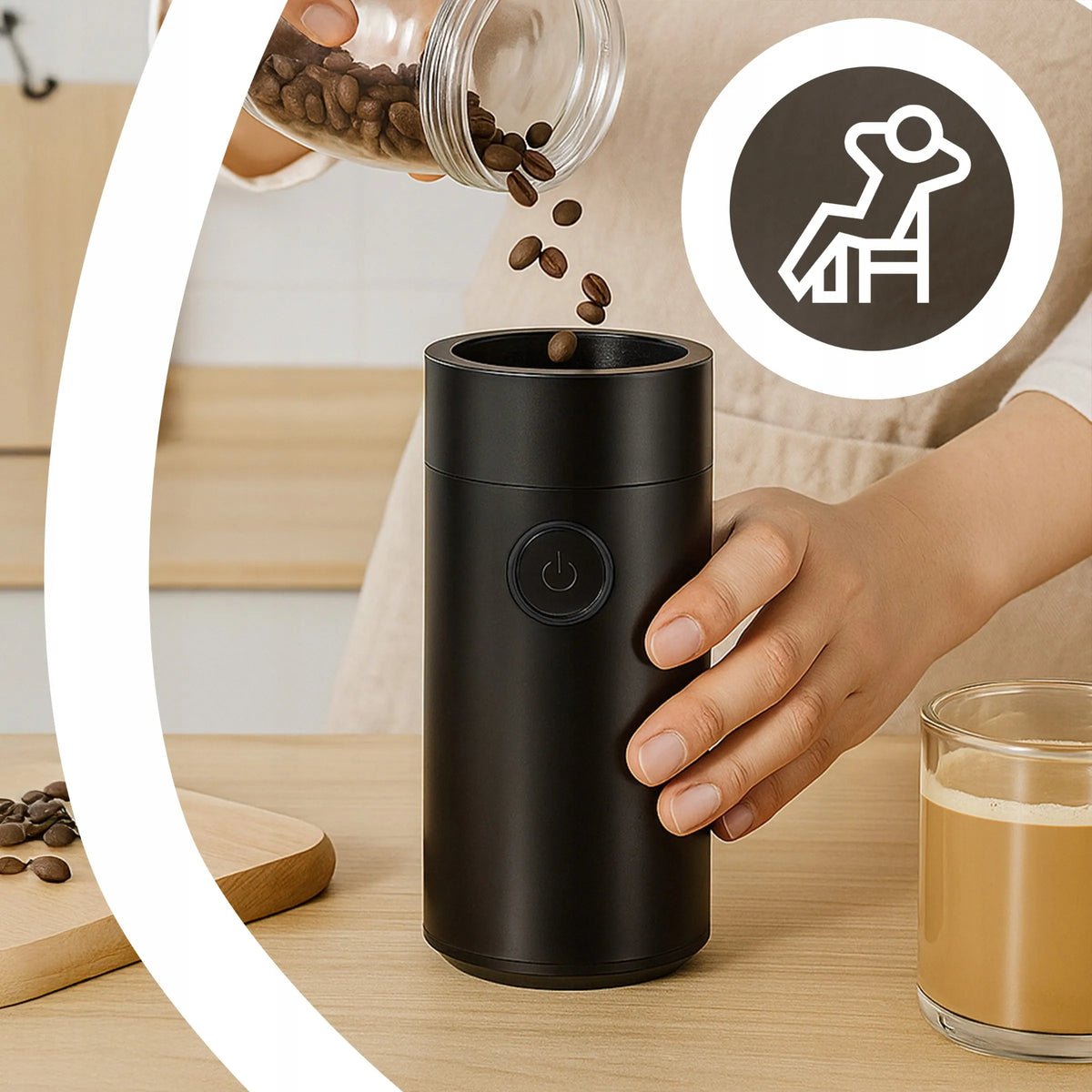 Galingas elektrinis kavos, cukraus, riešutų ir grūdų malūnėlis GRINDER 150 W