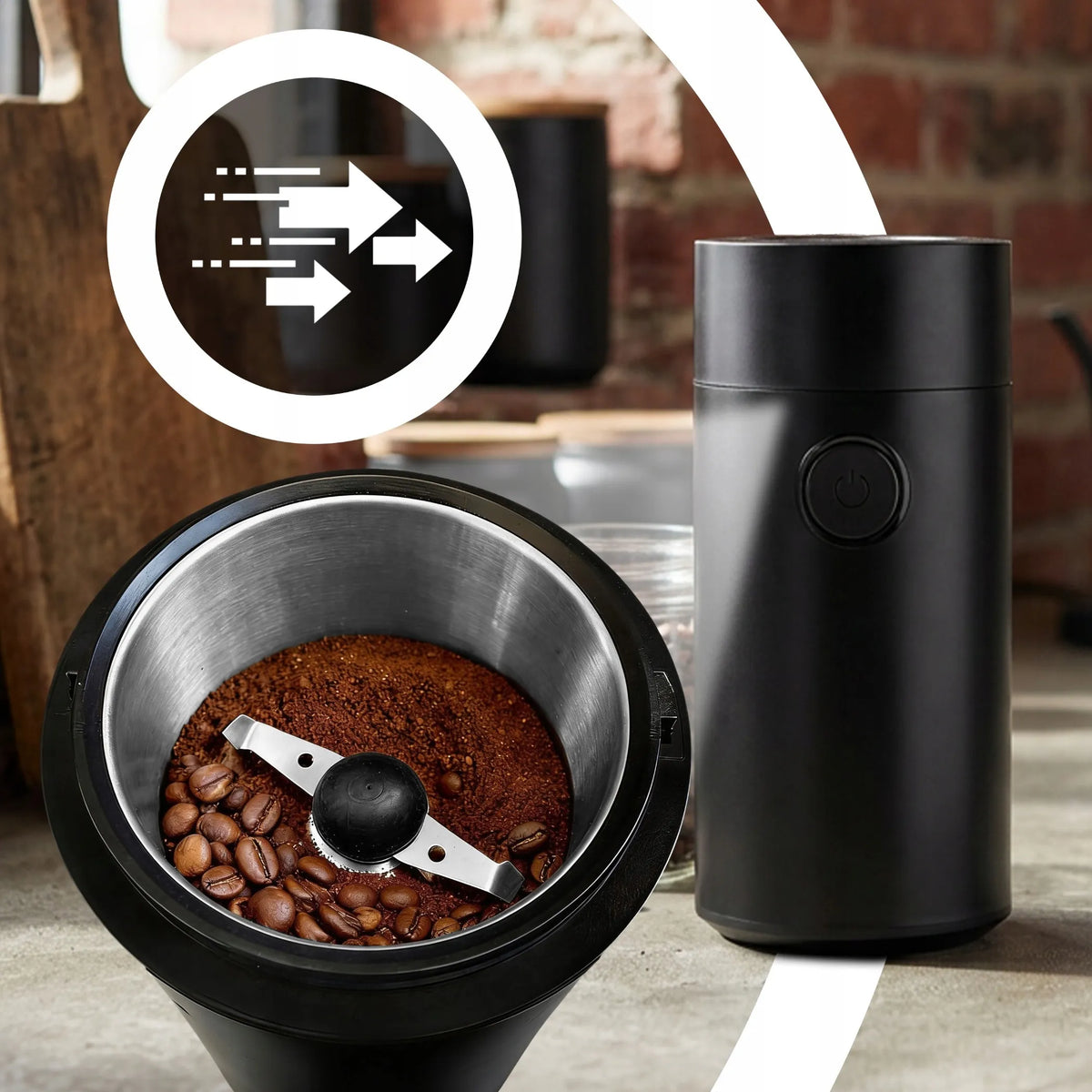 Galingas elektrinis kavos, cukraus, riešutų ir grūdų malūnėlis GRINDER 150 W