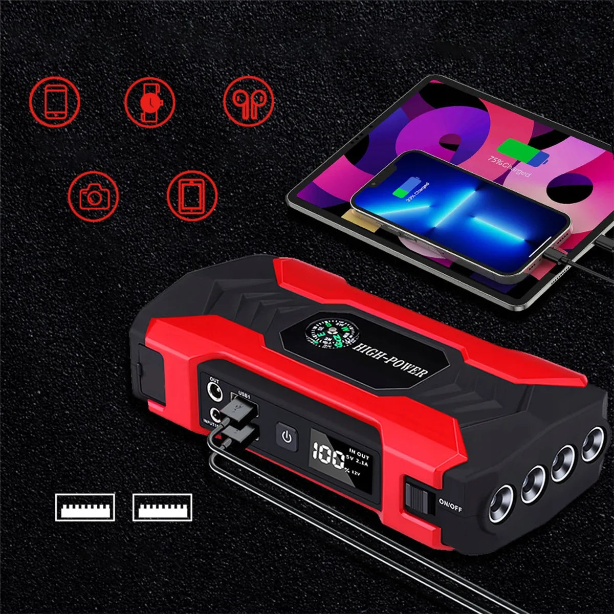 Galingas paleidiklis Jump Starter Booster Powerbank 28000 mAh