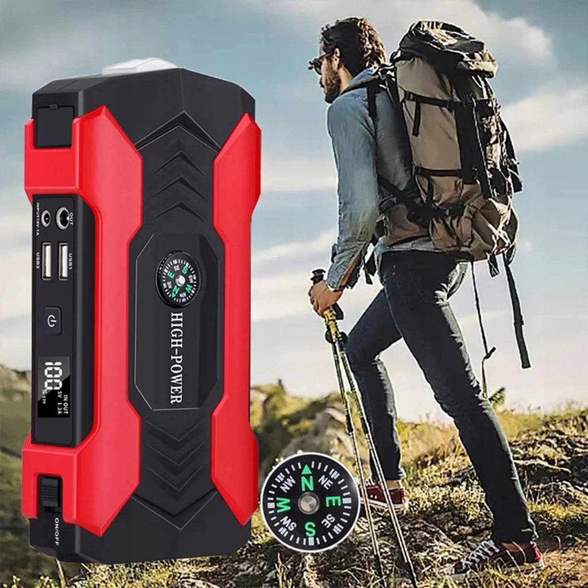 Galingas paleidiklis Jump Starter Booster Powerbank 28000 mAh