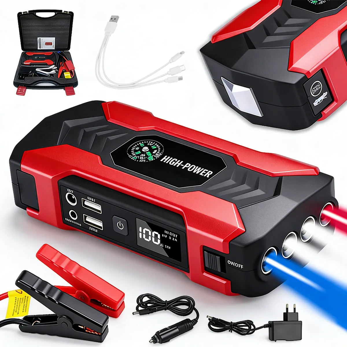 Galingas paleidiklis Jump Starter Booster Powerbank 28000 mAh