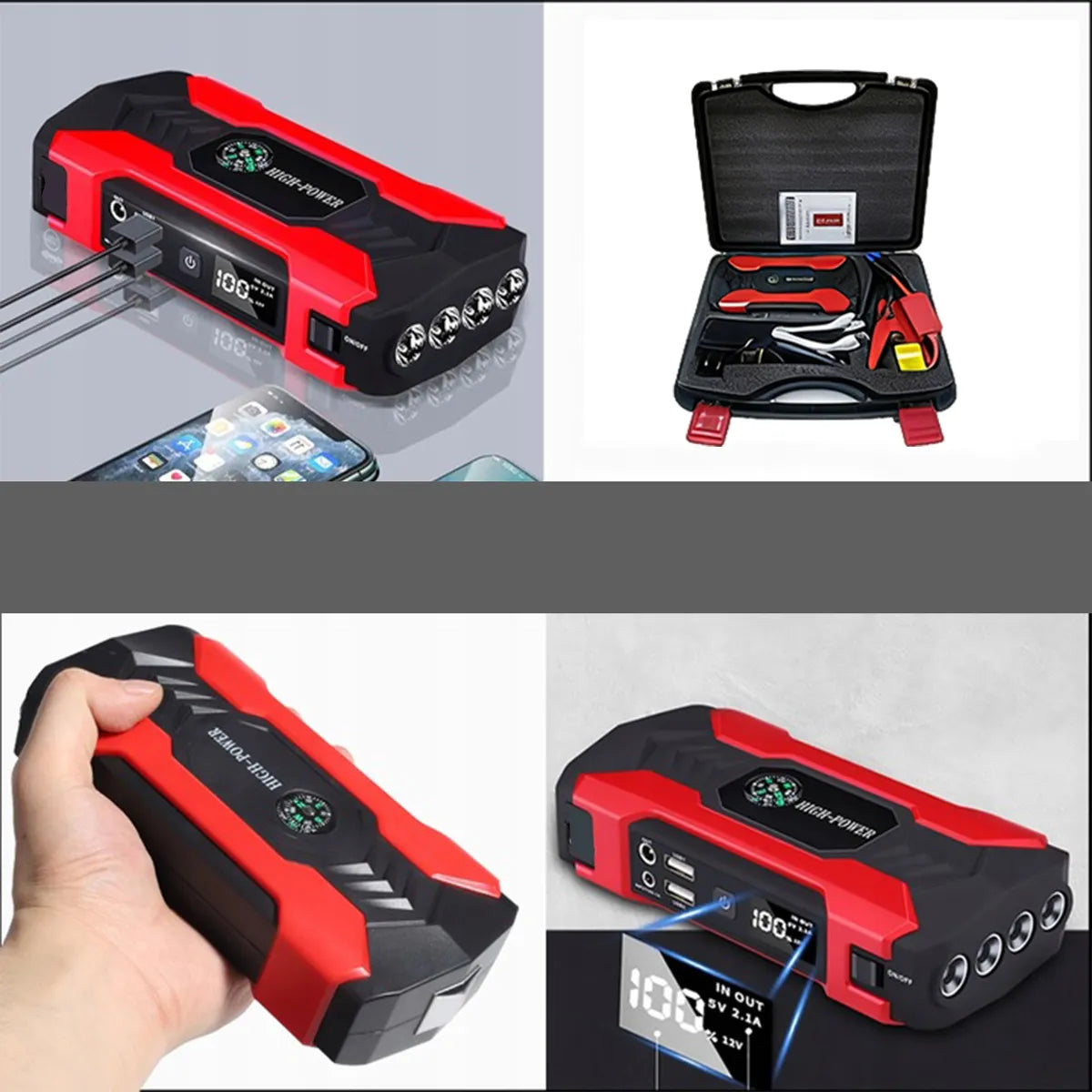 Galingas paleidiklis Jump Starter Booster Powerbank 28000 mAh