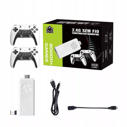 „Game Stick F10 Retro“ žaidimų konsolė, 64 GB, 4K, 31 000 žaidimų, 2 valdikliai, HDMI, „plug & play“