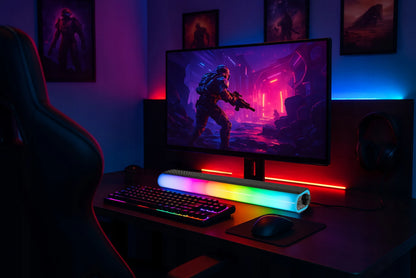 Garso kolonėlė SOUNDBAR žaidimams, kompiuterio kolonėlės, LED RGB, USB, 14W
