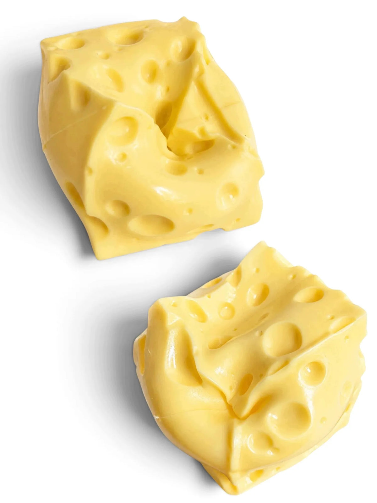 Geltonas sūrio kubelio vazelininis antistresinis gniuždukas Squishy XL, 5 cm